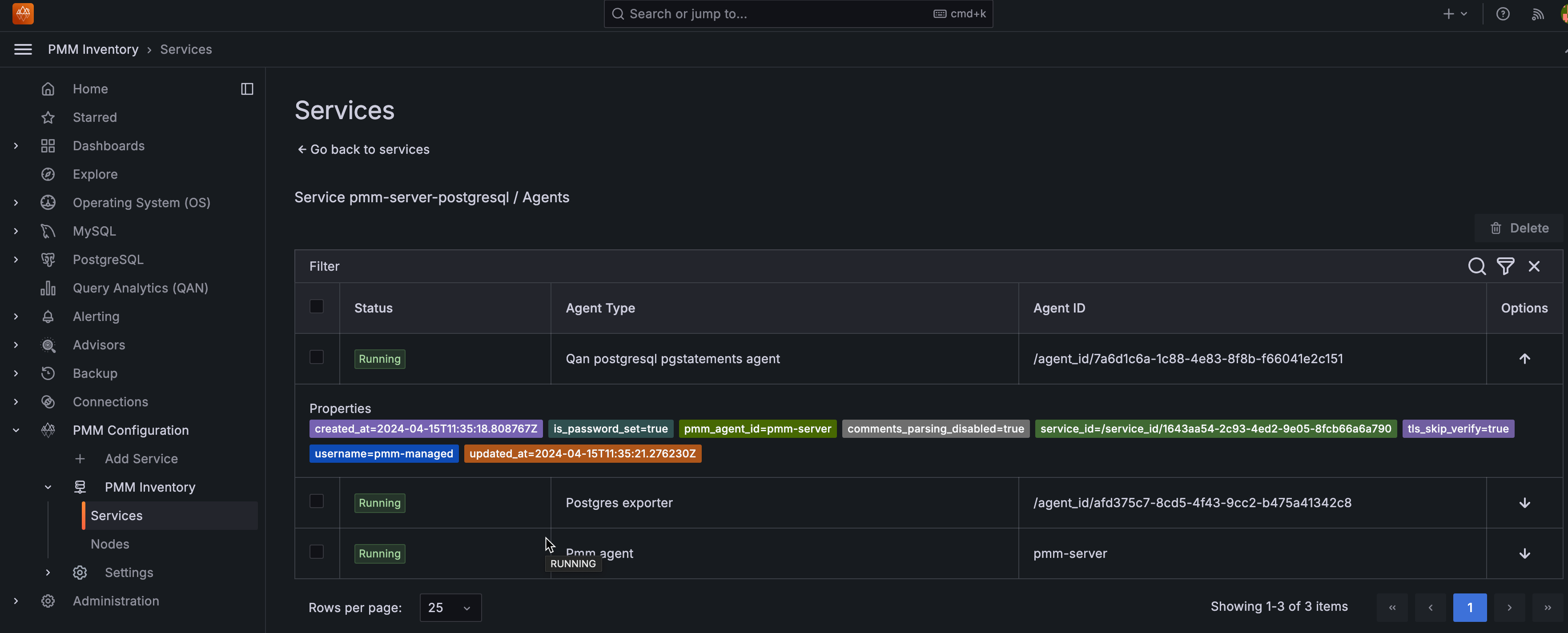 !PMM Inventory Service Agent Properties